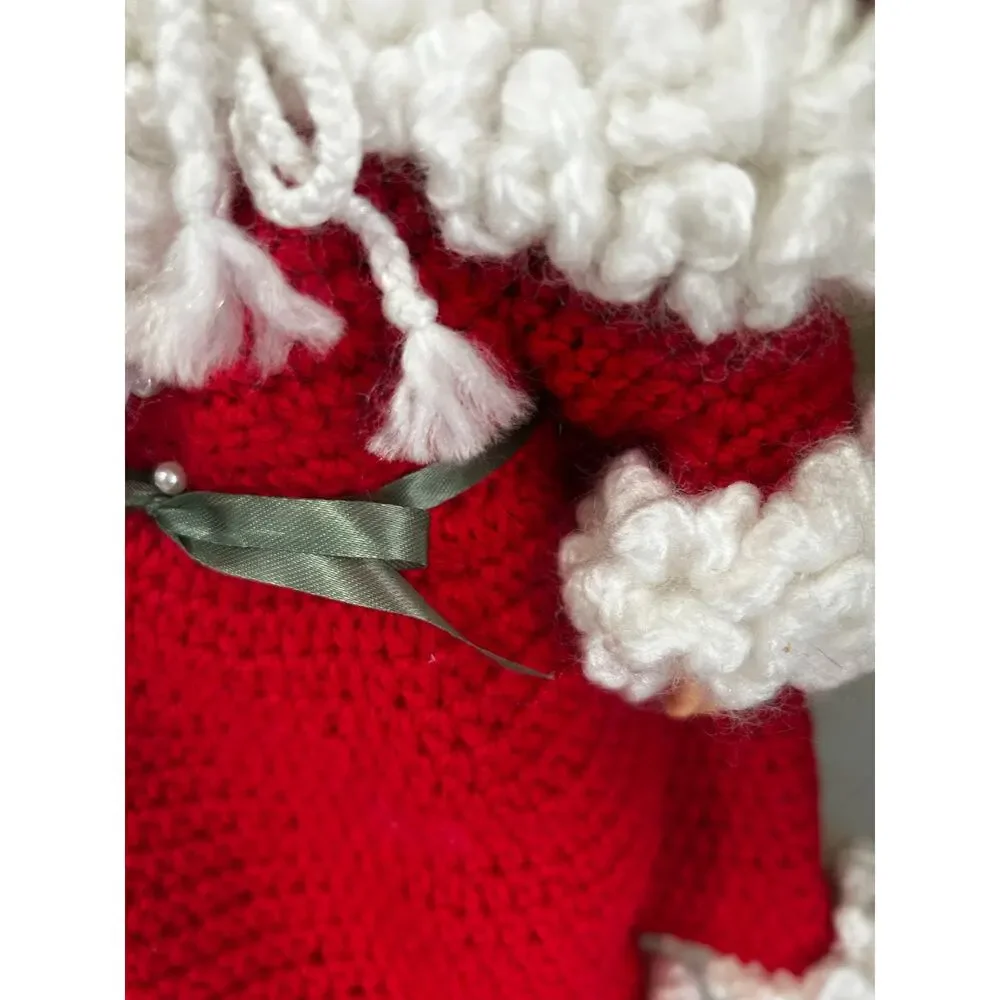 Handmade Crochet Mr. & Mrs. Claus Christmas Dolls Holiday Decor Set of 2